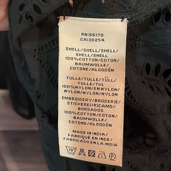 Anthropologie Fleur Wood Black Lace Top with 3/4 Sleeves, NWT - Picture 9 of 10